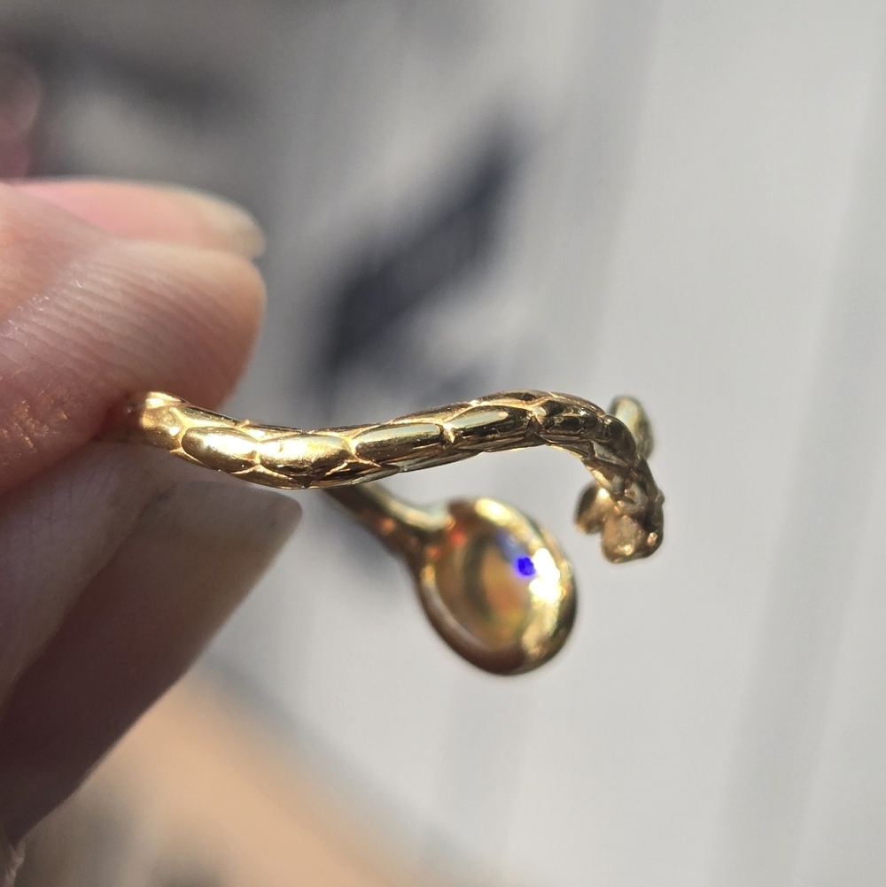 Opal Natural 1k Adjustable Sterling & Gold Ring Sz6 Adjustable - Picture 10 of 11